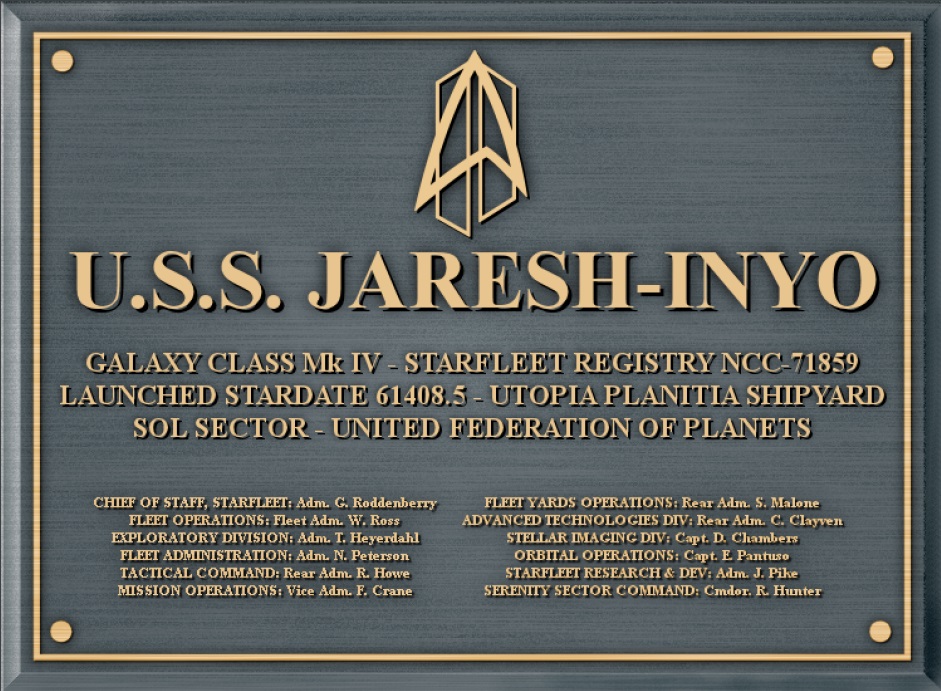 Commissioning Plaque of the USS Jaresh-Inyo